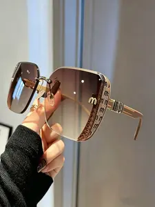Geometric Frame Color Block Trendy Vintage Stylish Sunglasses, Lightweight Durable Cat Eye Design, Fashionable Retro Style for Outdoor Activities, Tinted Lens Sunglasses