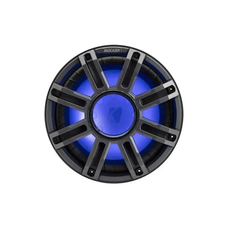 Kicker 51MWF104 10" 4-Ohm Marine Speaker, Boat-Mounted Subwoofer with RGBW LED Lighting, Watts-Specified Music Light & LED Display Audio Enhancement Device