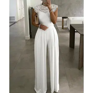 2025solidcolorjumpsuitforwomenFashionloosecasuallacejumpsuitforwomen