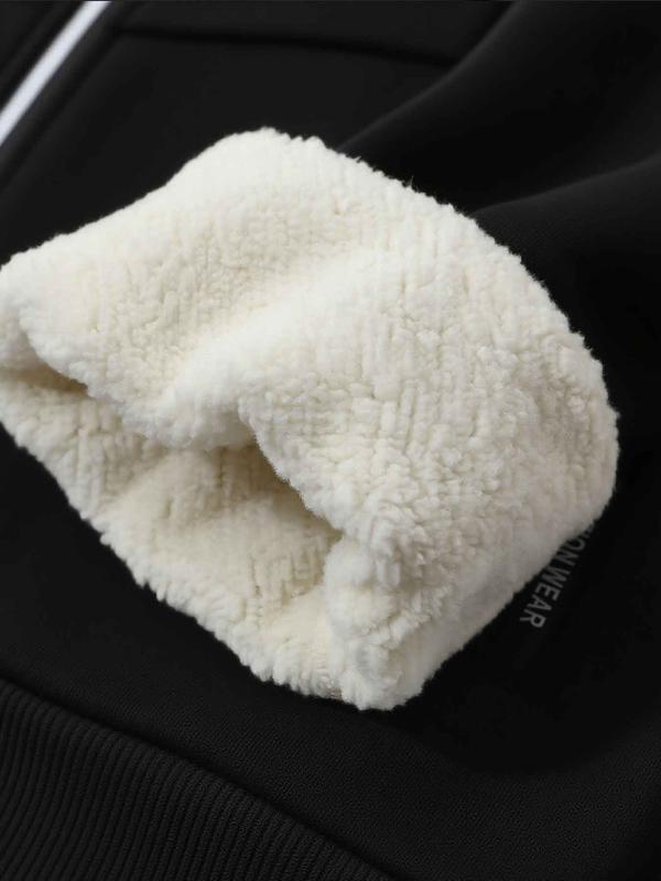 Otf Fleece-Lined Hoodie Zipper Sweatshirt, Street Graffiti Print Lamb Wool Warm Trendy Jacket, Casual Winter Fitted Outerwear, Hot Trending Hoodies