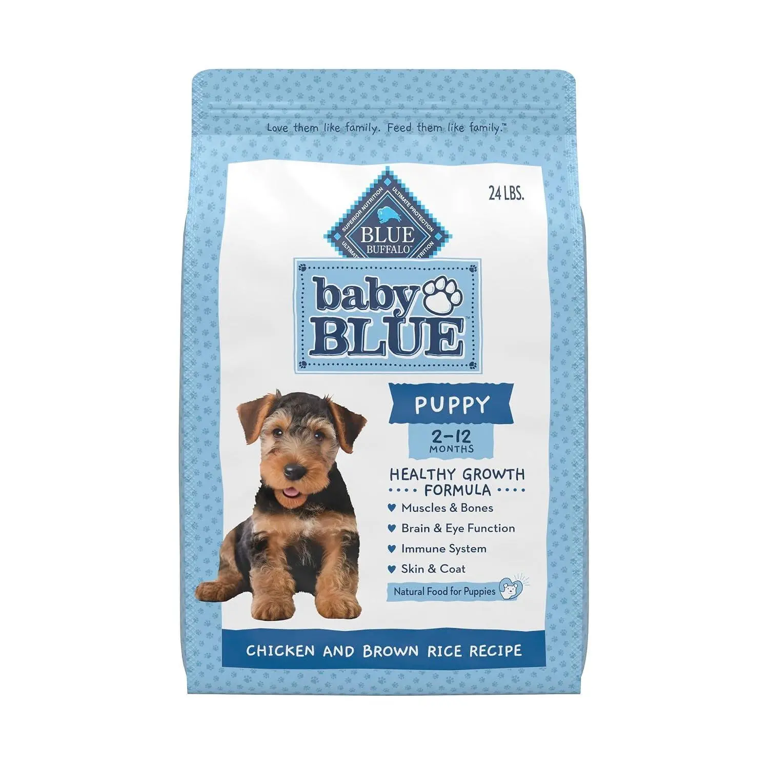 Blue Buffalo Baby Blue Natural Dry Food for Puppies, Healthy Growth Formula with DHA, Savory Chicken Recipe, 4-lb Bag