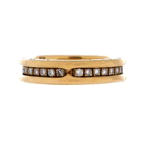 Pre-owned Bvlgari B.Zero1 One Band Ring 18K Yellow Gold and Diamonds by Rebag