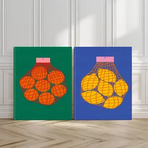 2pcs Orange Fun Wall Art, Colorful Background Poster, Playful Design Art Prints, Modern Art Home Decor, Modern Wall Paintings, Minimalist Canvas Posters Wall Arts, Decor for Living Room, Restaurant, Kitchen, Bedroom, Housewarming Gift, With Frame