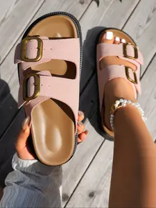Women's Thick Sole Rubber Elegant Minimalist Sandals, Casual Elegant Design, Comfortable Lightweight, Perfect for Outdoor Vacation, Home Leisure, Footwear