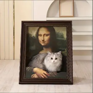 Mona Lisa three-dimensional cat nest cat scratch board 2-in-1 triangle stable art cat house detachable background board home decoration pet supplies