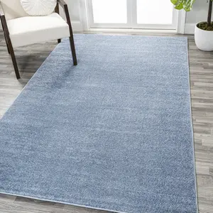 JONATHAN Y Haze Solid Low-Pile Indoor Classic Blue Area Rug; for Living Room, Kitchen, Bedroom, Dining Room, Office