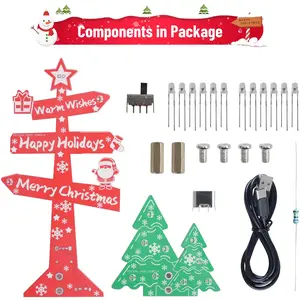 DIY Soldering Kit, Electronic Soldering Projects, DIY Solder Practice Kit for Christmas Tree Sign with Colorful Lights, Soldering Project for Christmas Table Sign
