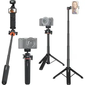UURIG 21.6" Extension Pole Tripod, Mini Selfie Stick Tripod Stand Handle Grip for DJI  Pocket 3 Webcam  G7X Mark III  ZV-1 RX100 VII A6400 A6600 Cameras Vlogging