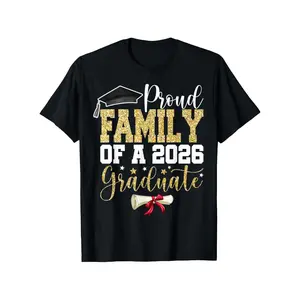 Menswear Short-Sleeve Round Neck Casual Print T-Shirt for 2026 Senior Graduate Proud Families