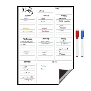 Magnetic Erasable Weekly Planner for Fridge, Wall Diet Planning Whiteboard, Includes 2 Markers, Home Refrigerator Todo Board