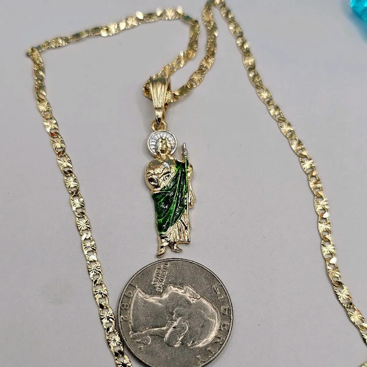 Saint jude green color chain gold-plated 18"inches Saint jude green color chain gold-plated 18"inches