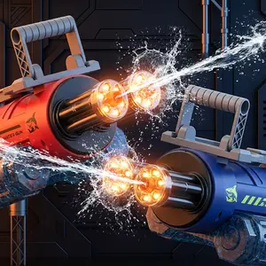 Electric Voice Control Water Gun for Kids – Automatic Gatling Water Blaster with Large Capacity Backpack Tank, Rapid Fire Spray & Cool LED Effects for Summer Outdoor Fun