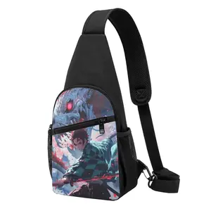 demon slayer  Lightweight Polyester Chest Pack  Print Sling Bag with Adjustable Strap Multi Pocket for Travel Daily Use