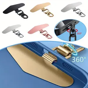 Set of 4 Stainless Steel Phone Cellphone Anti-Loss Lanyard Clips, 360° Rotating, Metal Pad Ring, Durable Safety Connector, for Smartphone Straps