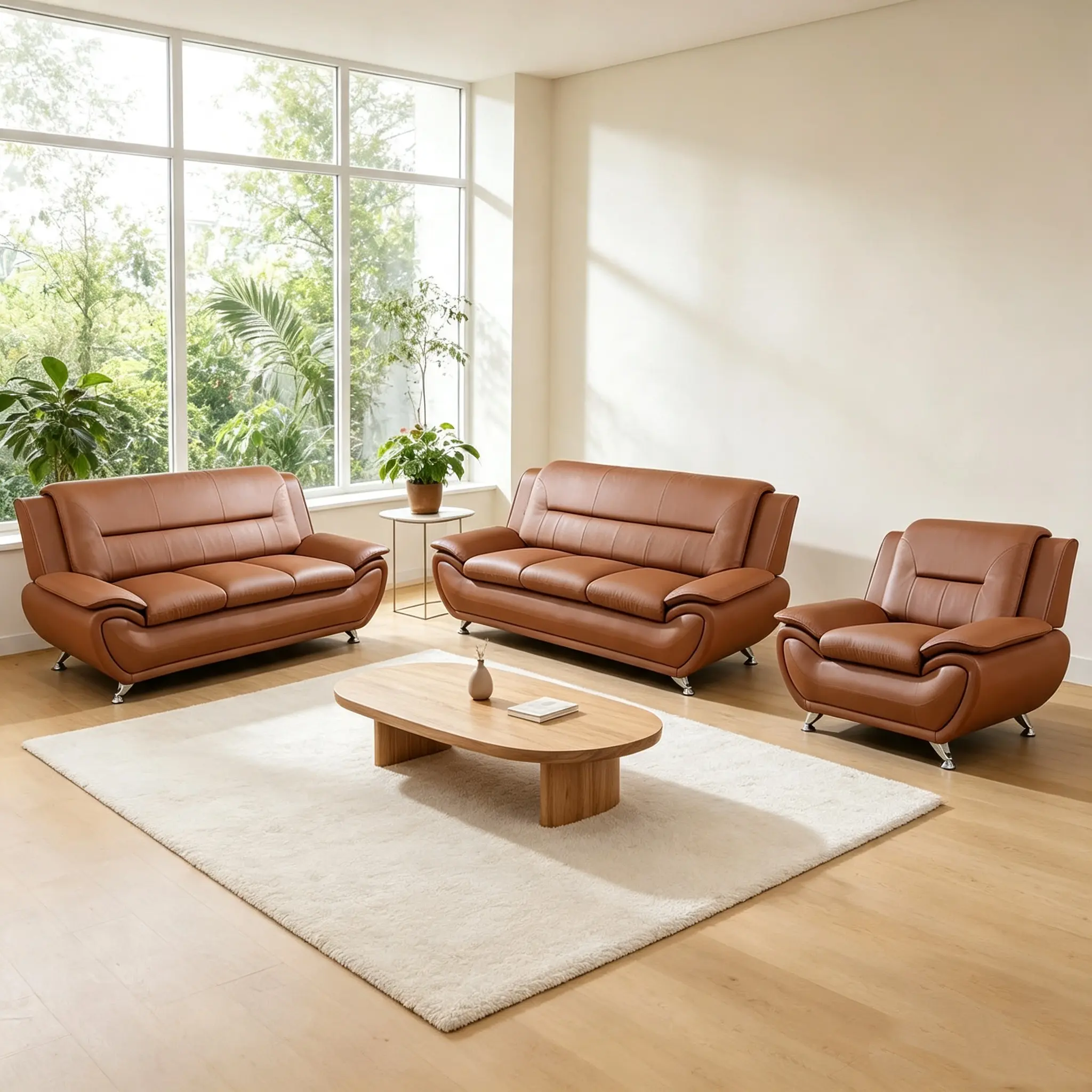 3-Piece Modern Leatherette Sofa Set, Sectional Couch for Living Room, Office Indoor Furniture, Modern Sofas Set