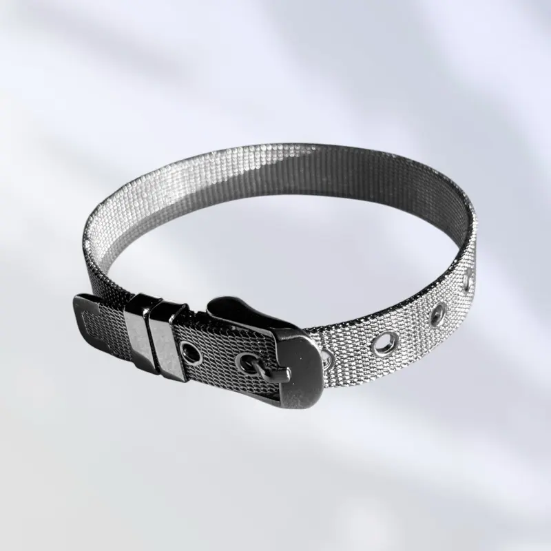 RIVVJEWELS | Mesh Belt Bracelet | Stainless Steel Silver