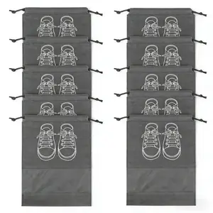 10pcs Portable shoe storage bag, non-woven shoe cover, shoe storage bag, dustproof and moisture-proof drawstring bag, organizer for travel shoe covers, portable dustproof and dirt-resistant, travel storage essential