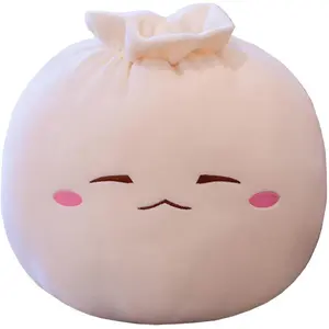 Dumpling Plush Pillow with Cute Features, Stuffed Bun Plush, Funny Food Toy Gifts for Kids Adults(6.3 * 9.8in,Frown)
