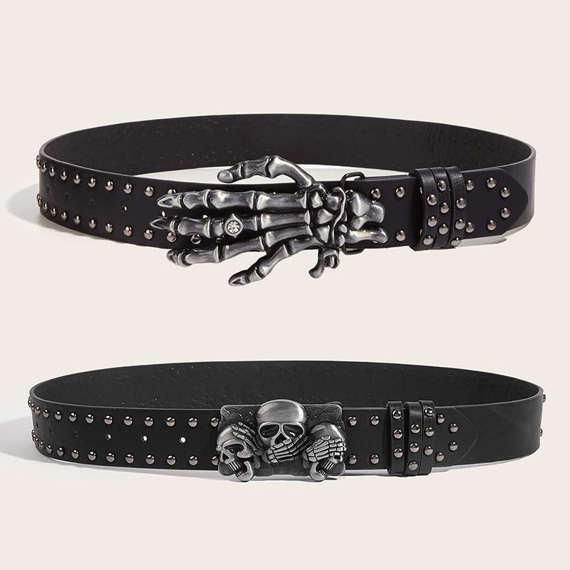 Desinger Belts for Women High Quality Luxury Brand Punk Goth Rivet Black Jeans Unisex Men Belt Paw Skull Buckle Waistband Man Gifts Fit Daily Wear