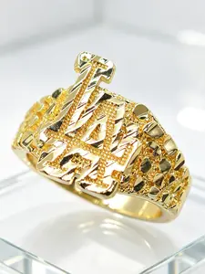 Unisex Hip-Hop Geometric Floral Letter Ring, Fashion Rings, 1 Piece Plated Fashion Jewelry, Perfect Gift for Valentine's Day Party