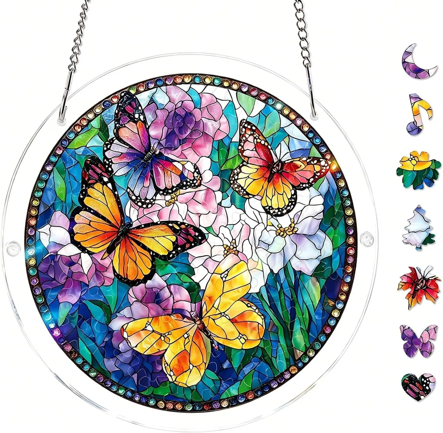 83-Piece Acrylic Suncatcher Puzzle Kit - acrylic puzzle stained glass puzzles DIY Hanging Pendant, 8.2 in Home Decor for Doors & Windows, Adult Craft Supplies