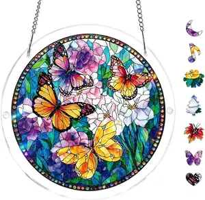 83-Piece Acrylic Suncatcher Puzzle Kit - acrylic puzzle stained glass puzzles DIY Hanging Pendant, 8.2 in Home Decor for Doors & Windows, Adult Craft Supplies