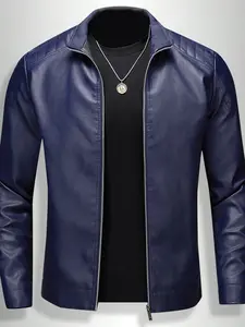 Men's Fashion Leather Jacket Classic Biker Style, Spring & Fall Casual Trendy Outerwear, Large Size Versatile Coat, Stylish Men's Clothing