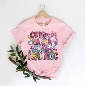 Cute Smart and A Little Bit Dramatic Shirt, Cute Smart and A Little Bit Dramatic Kid Shirt, Unicorn Shirt, Toddler Girls tshirt,Funny Saying