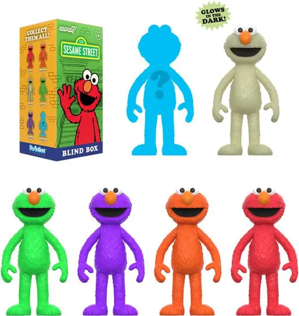 Super7 - Sesame Street - Reaction Blind Box Wv4 - Elmo 12pc Flat  [COLLECTIBLES] Action figurine/statue, Blind Packaging , Collectible