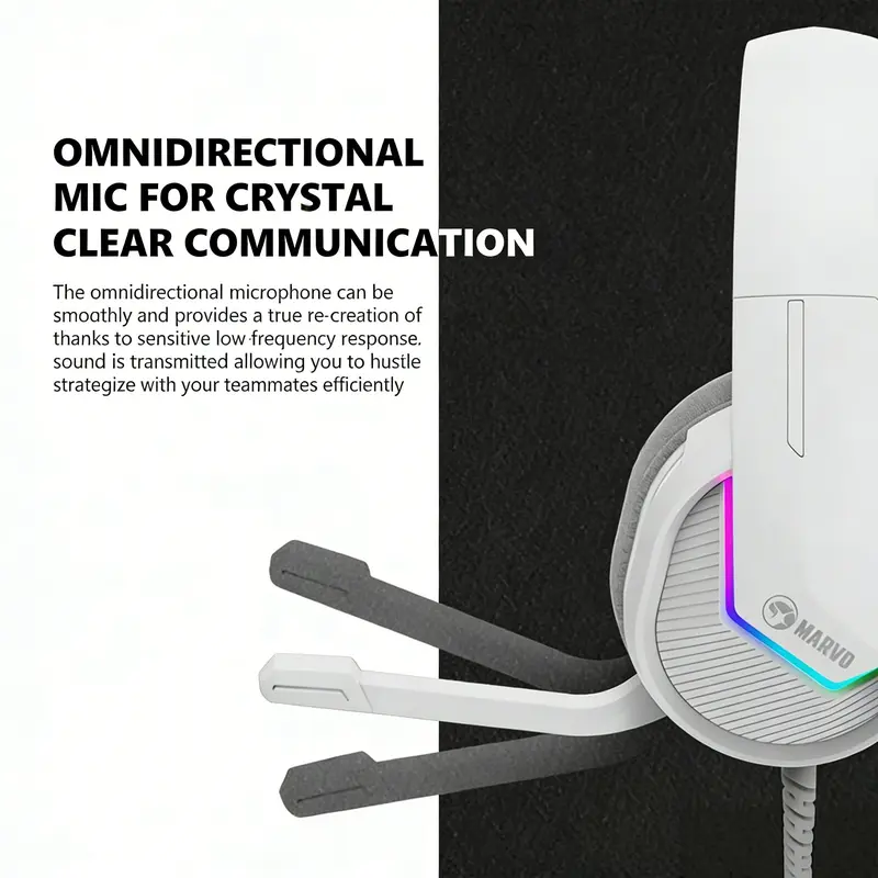 Static RGB Gaming Headset, 3.5mm Wired Stereo Earphone with Mic, Over-Ear Design, Volume Control, Ideal for Adults/teens/gamers/laptops/tablets