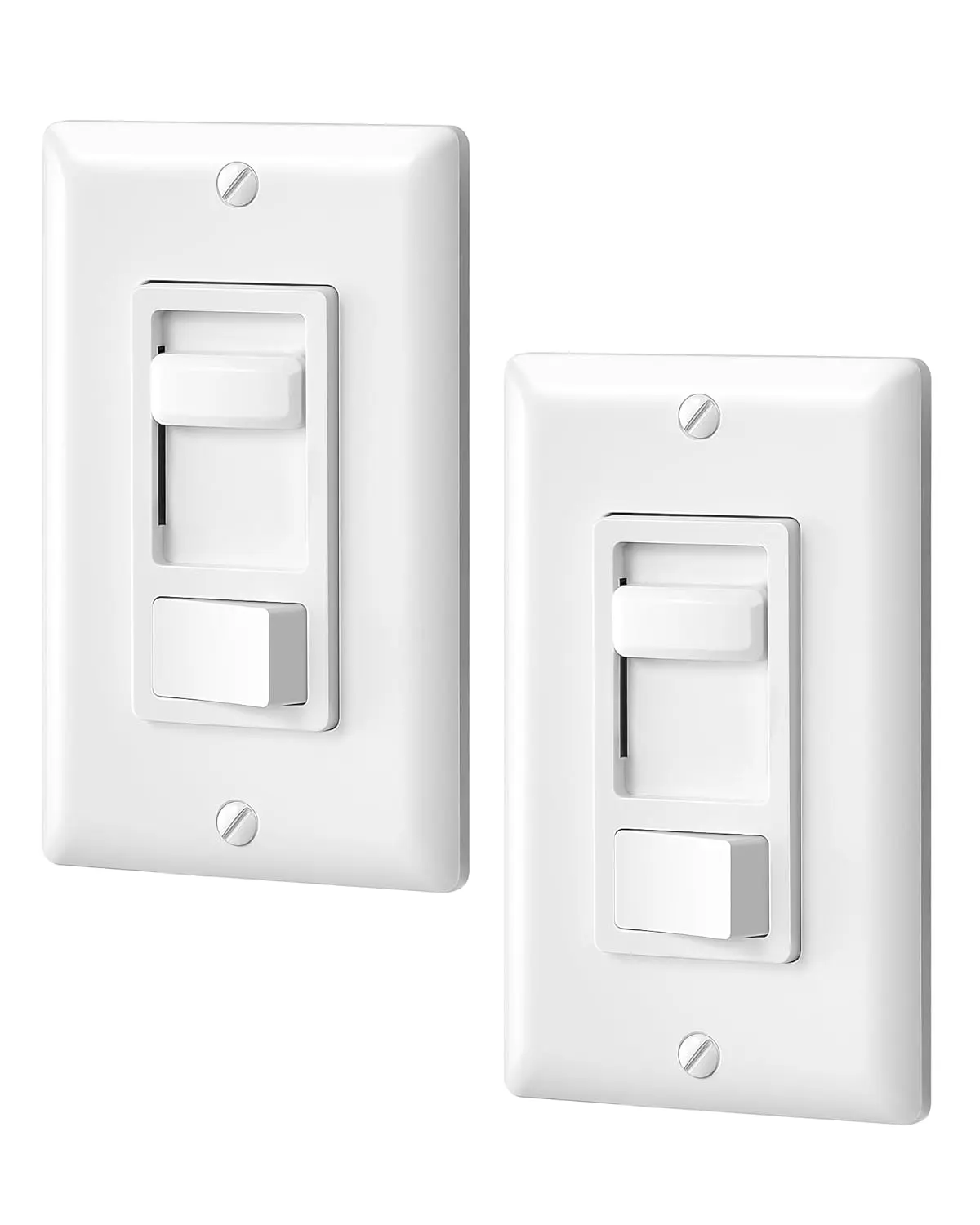 Dimmer  for LED Lights, 600W Incandescent/Halogen and 150W CFL/LED, Single-Pole or 3-Way Dimmer Light , ETL  cUL Listed, White, 2 Packs