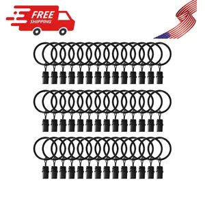 42 Pack Curtain Rings with Clips 1.26" Interior Diameter Black