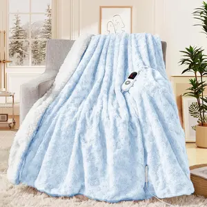 Heated Blanket Electric Throw 50"x60" Faux   Sherpa Blankets with 6 Heating Sets & 12 Hours Auto Off, Warm Gifts for Grandma Wife, ETL Certification