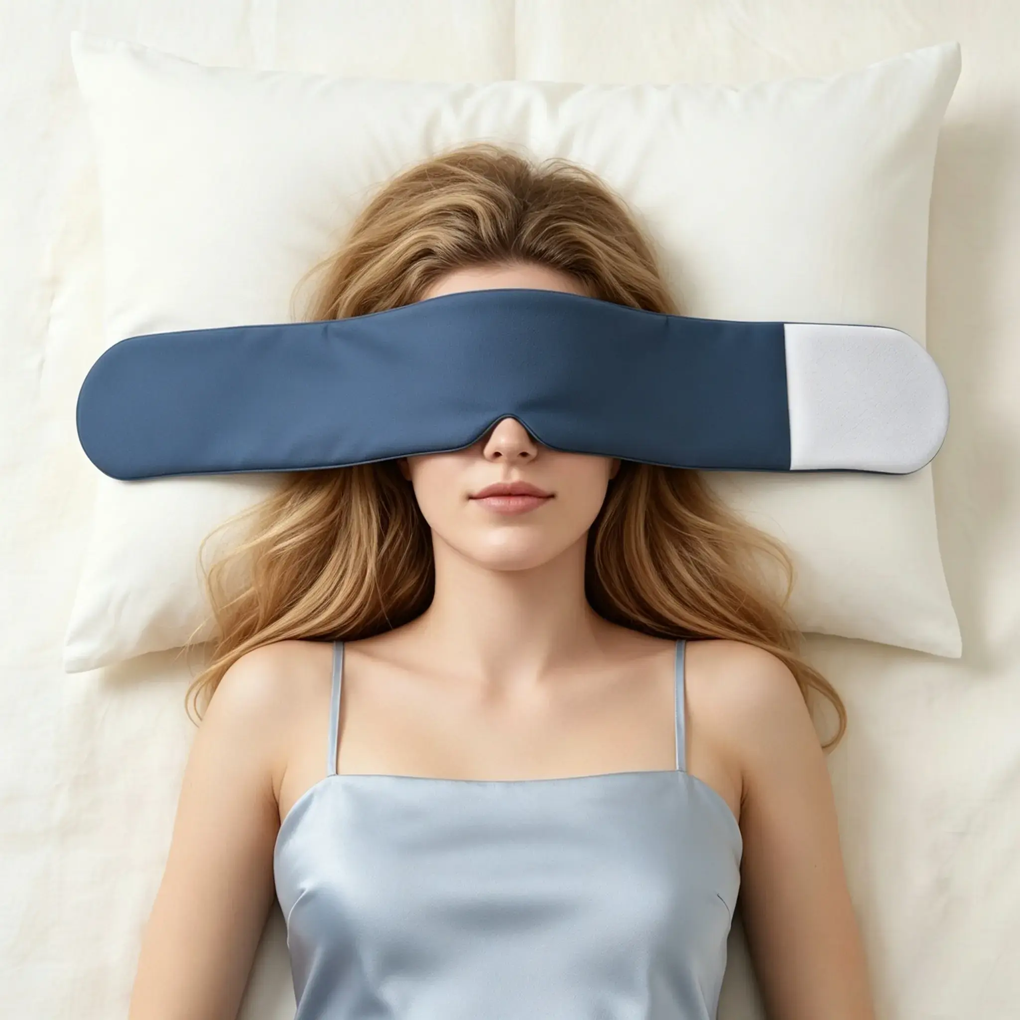 Weighted Eye Mask Strapless Full Coverage, Breathable Light Blocking Sleep Mask, Deep Touch Pressure Eye Mask, Premium Eye Masks for Sleep, Calming & Soothing Eye Shade for Daily Use and Travel