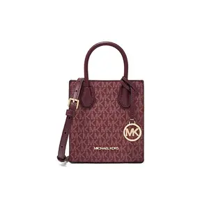 Women's Michael Kors Mercer Monogram Lock Logo Mini Tote Bag - Burgundy, Elegant Bag, Fashionable Handbag, Elegant Bags