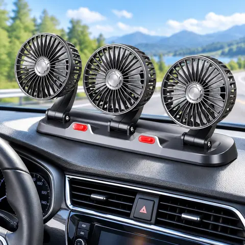 3-Head 5V USB Adjustable Cooling Fan - 2-Speed Quiet Airflow Cooling Fan with Aromatherapy Slot, Portable Car Interior Accessory for Vehicles, Desks