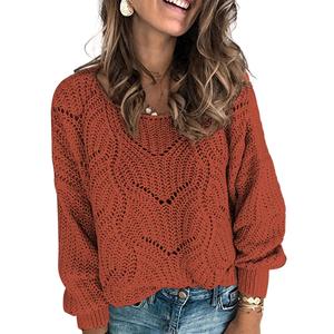 DOKOTOO Women's 2026 Cute Elegant Soft Crewneck Long Sleeve Hollow Cable Knit Pullover Sweaters for Autumn Winter Casual Style