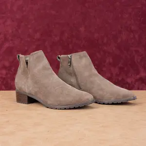 Blondo Women Sawyer Taupe Suede Waterproof Ankle Zip Lug Boots sz 12