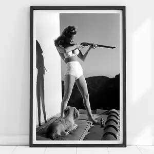 Vintage Empowered Woman Wall Art, Retro Black and White Feminist Poster, Classic Fashion Print, Trendy Girl Room Decor