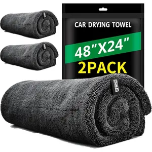 2 Pack  Drying Towels (48"x24"), Double-Twist Pile Drying Towels  Detailing for  Care Wash, Super Cleaning Supplies Accessories kit,Ultra Absorbency