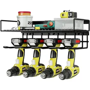 Power Tool Organizer for Tool Storage, Drill Holder Wall Mount, Tool Holder and Storage Rack for Garage Organization, Heavy Duty Metal Tool Shelf with Battery Holder Deals For You Days