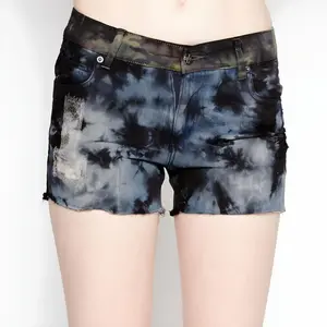 Tuff Shorts with Black Tie-Dye, Camo Back & Deconstructed Denim Front