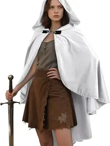 Renaissance Hooded Cloak Medieval Hooded Cloak Short with Curve Adult Men Women Men Halloween Medieval Costume Black Unisex scene accessories Womenswear Cosplay Green Original Clothes ComfortTikTokShopBlackFriday