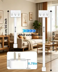 360° Swivel Outlet Extender Stick, Wall Plug Power Socket with 3 AC Outlets and 4 USB Ports Including 2 USB-C Ports, Adjustable Extension Length 16"–26", Reaches Hard-to-Reach Outlets, Perfect for Use Behind Couches, Nightstands, Desks and More
