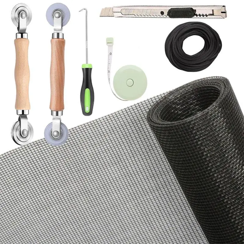 48"x118" Window Screen and Screen Door Repair Kit – Charcoal Fiberglass Mesh with Rolling Tool, Spline, Hook, Ruler, Cutter – Complete DIY Screen Replacement for Windows and Sliding Screen Doors