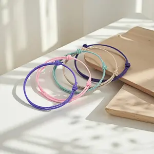 US-LUXURY - Fashion A Grade 2mm Thin String Bracelet For Women 11 Colors Available Handmade Braided Adjustable Charm Braclet Pulseria Joias