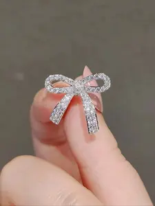 Elegant Bow Earrings for Women, Sparkling Design, Stainless Steel Studs, Perfect for Christmas, New Year, Holiday Parties, High Quality Earrings