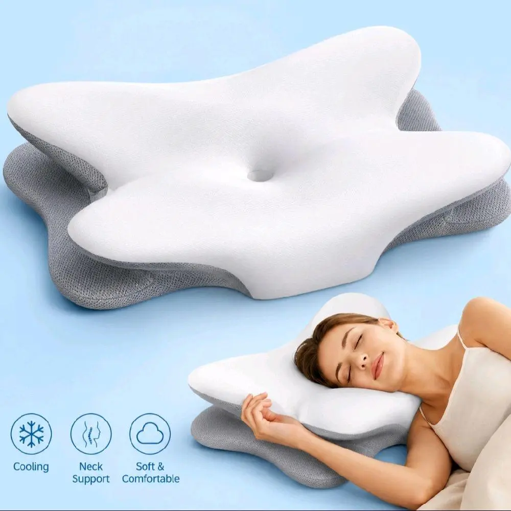 Ergonomic Cooling Memory Foam Pillow for Neck Support, Side and Back Sleepers
