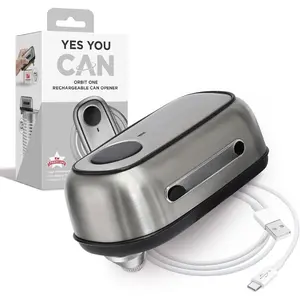 Orbit  Stainless Steel Rechargeable Electric Can Opener: Hands-free, USB-C , Automatic Stop, Smooth Edge, Safety,  for Large Cans, Heavy Duty, Soda Can and Pop Can