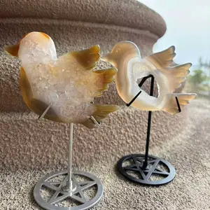 Druzy Agate Peace Dove With Holder
